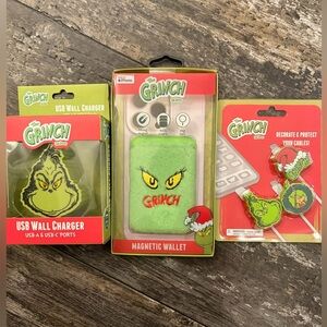 Grinch SET ‼️ Charger Protectors Magnetic Wallet and USB Wall Charger Set ❤️💚